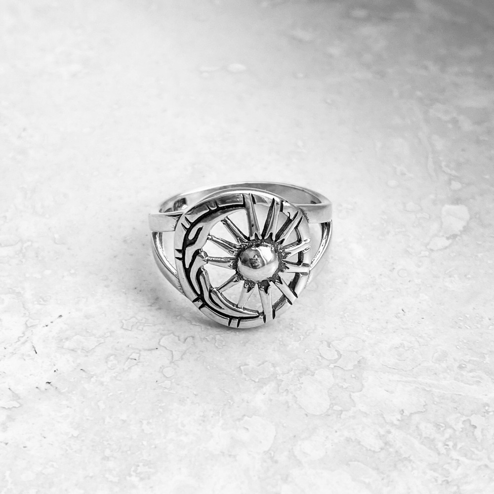 Sterling Silver Moon And Sun Ring, Statement Ring - image 3